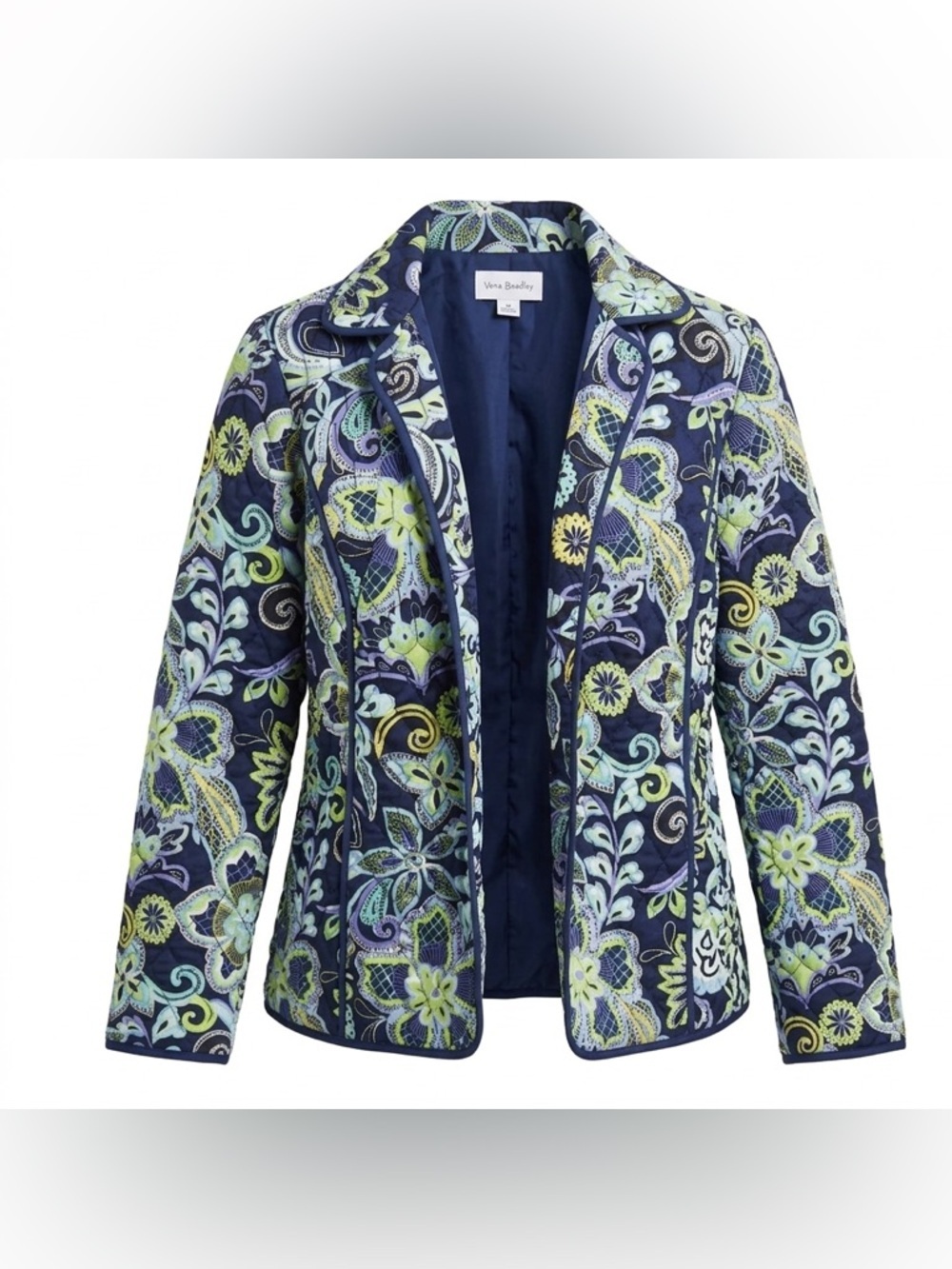 RQT Quilted Paisley Jacket Blue Green Lightweight Coat Boho Coastal-Medium